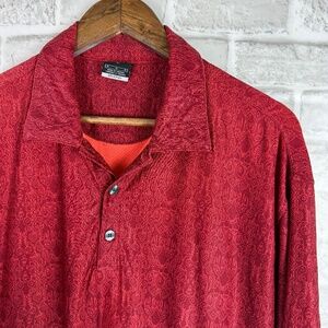 NIKE Dri-Fit UV Vintage Red Paisley AOP Performance Golf Polo Men MEDIUM Stretch